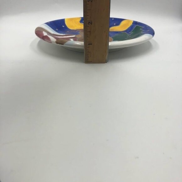 Vintage St. Nicholas Square Ceramic Set of 4 Plates 1999 Reindeer Christmas - Picture 11 of 11